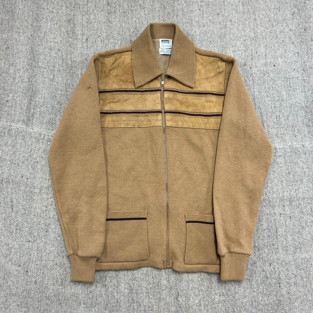 Vintage Montgomery Ward Sweater Mens Medium Beige‎ 1970s Acrylic